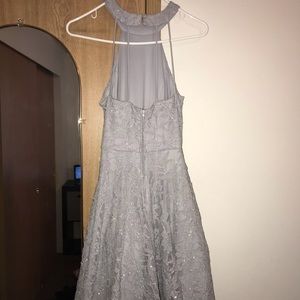 Grey sequin halter top homecoming dress